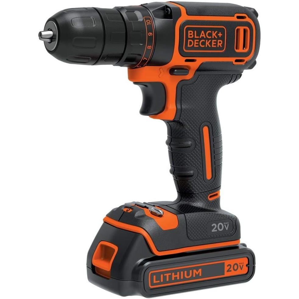 image:imageBLACKDECKER 20V MAX Cordless DrillDriver Kit with Battery Charger and Double Ended Bit BDCDD120CSpeed Drill