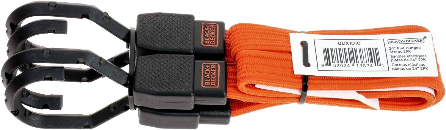 image:imageBLACKDECKER BDX1022 BlackOrange 6Piece 10 CamBuckle and 24 Bungee Strap Set 300 lb Safe Working Load 900 lb Break Strength