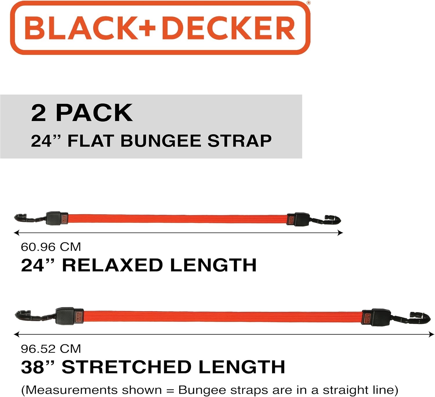 image:imageBLACKDECKER BDX1022 BlackOrange 6Piece 10 CamBuckle and 24 Bungee Strap Set 300 lb Safe Working Load 900 lb Break Strength