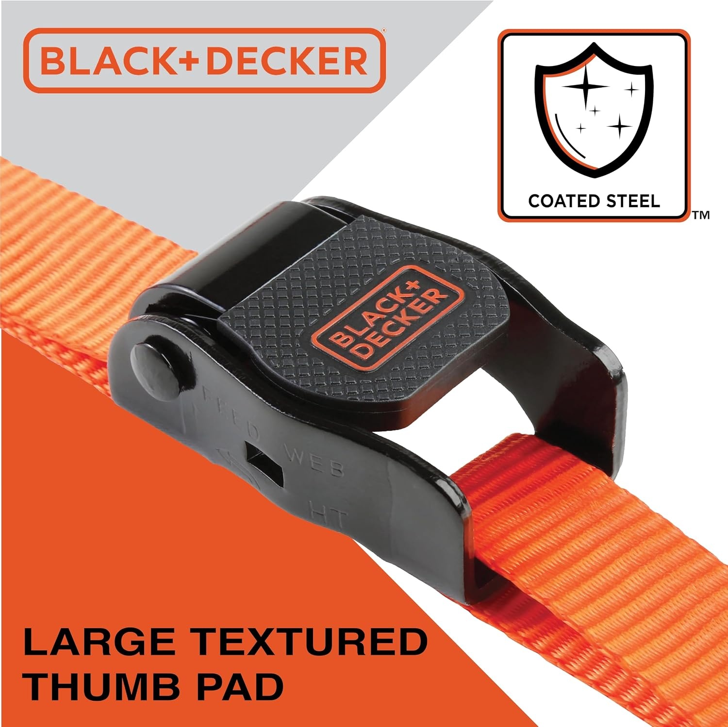 image:imageBLACKDECKER BDX1022 BlackOrange 6Piece 10 CamBuckle and 24 Bungee Strap Set 300 lb Safe Working Load 900 lb Break Strength