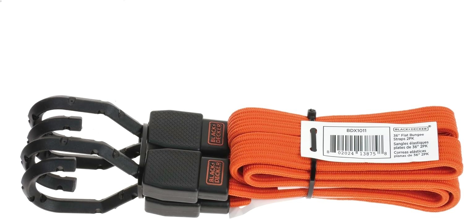 image:imageBlackDecker BDX1018 BlackOrange 6Piece 10 Ratchet Strap and 36 Bungee Strap Set 300 lb Safe Working Load 900 lb Break Strength
