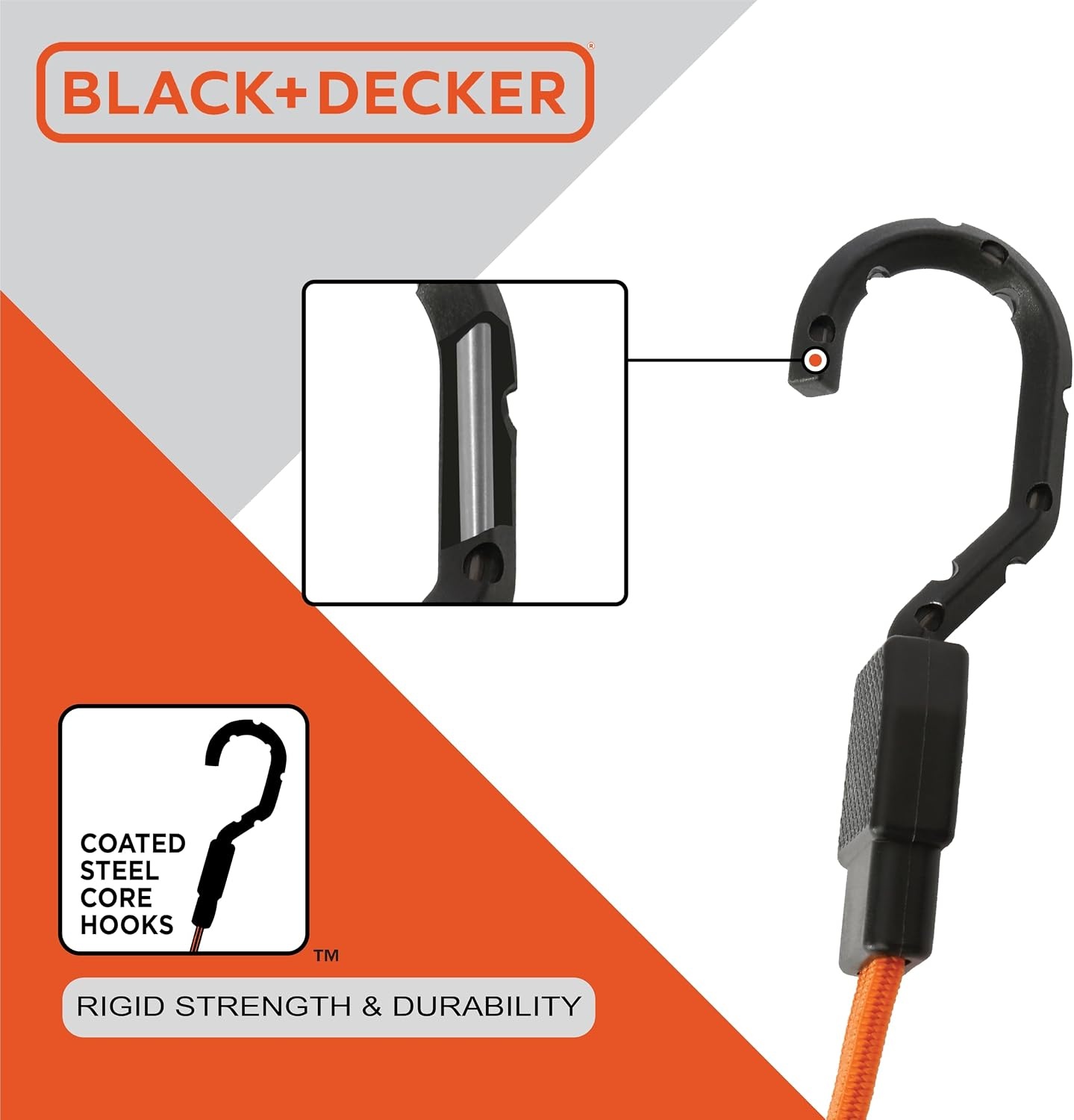 image:imageBlackDecker BDX1018 BlackOrange 6Piece 10 Ratchet Strap and 36 Bungee Strap Set 300 lb Safe Working Load 900 lb Break Strength