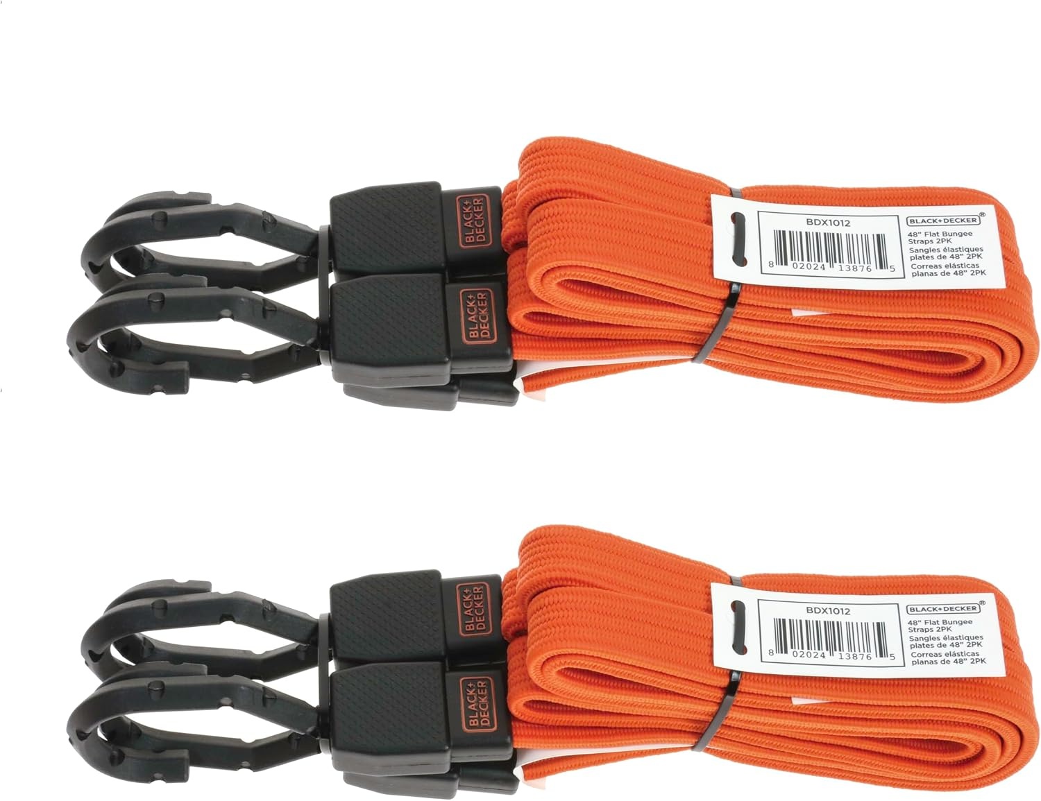 image:imageBlackDecker BDX1019 BlackOrange 8Piece 10 Ratchet Strap and 48 Bungee Strap Set 300 lb Safe Working Load 2500 lb Break Strength