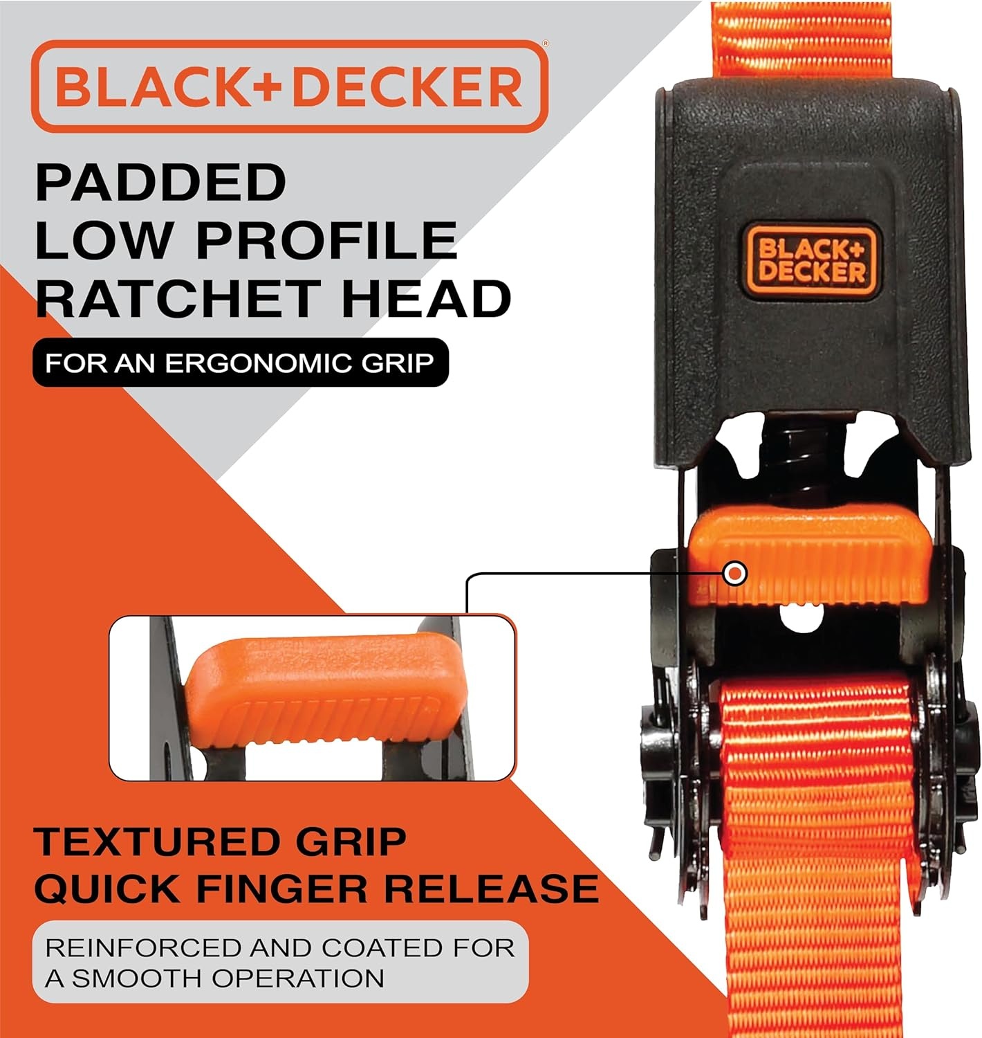 image:imageBlackDecker BDX1020 BlackOrange 6Piece 12 Ratchet Strap and 48 Bungee Strap Set 500 lb Safe Working Load 1500 lb Break Strength