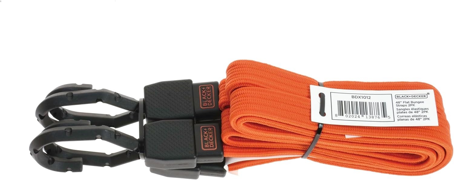image:imageBlackDecker BDX1020 BlackOrange 6Piece 12 Ratchet Strap and 48 Bungee Strap Set 500 lb Safe Working Load 1500 lb Break Strength