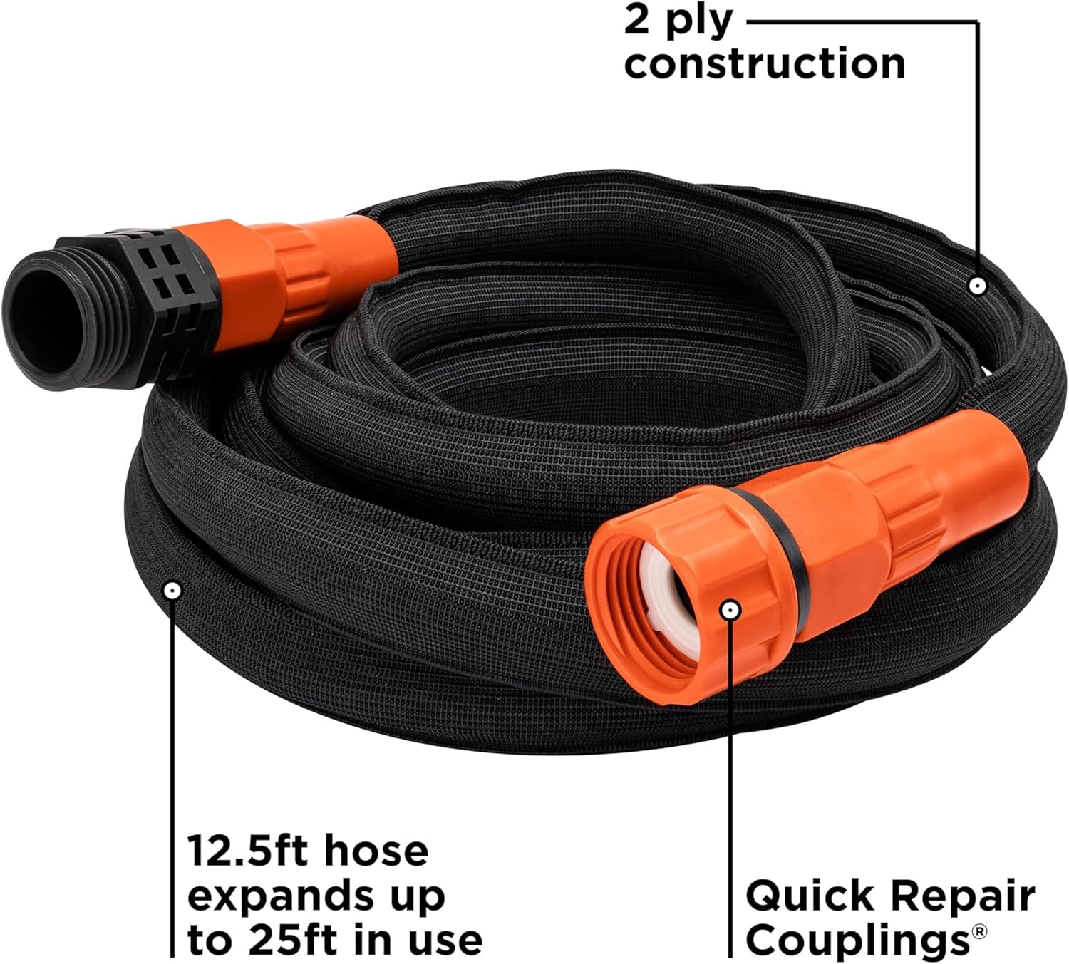 image:imageBlack Decker 25 ft x 58 in Expanding Garden Hose Lightweight KinkResistant Quick Repair Couplings BXMHBB22182