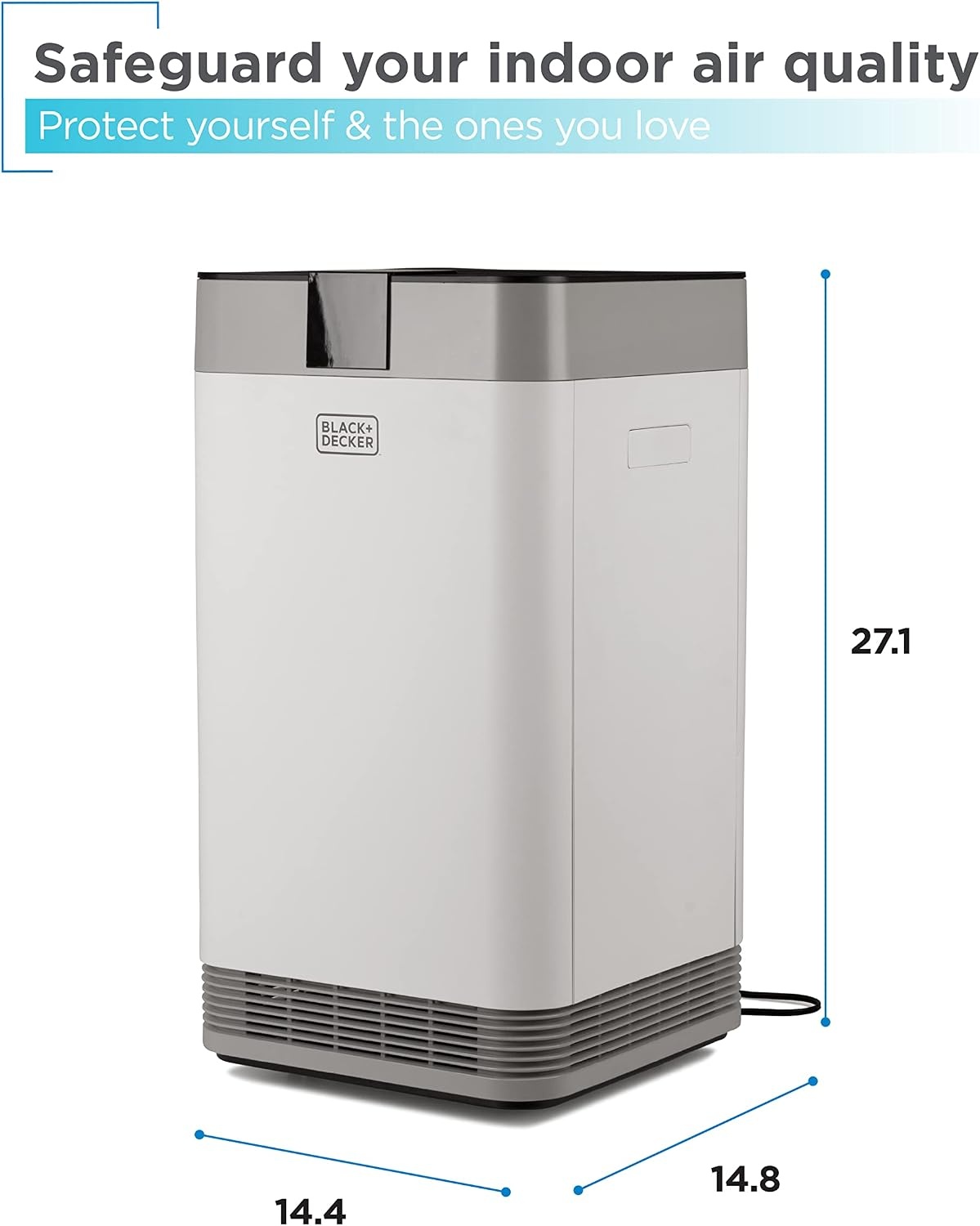 image:imageBLACKDECKER Air Purifier with UV Technology HEPA Air Purifier for Home Up To 1250 Sq Ft per 5 Air Changes 4Stage Filtration System with Anion Function BAPUV150 WhiteUp to 2520 square feet