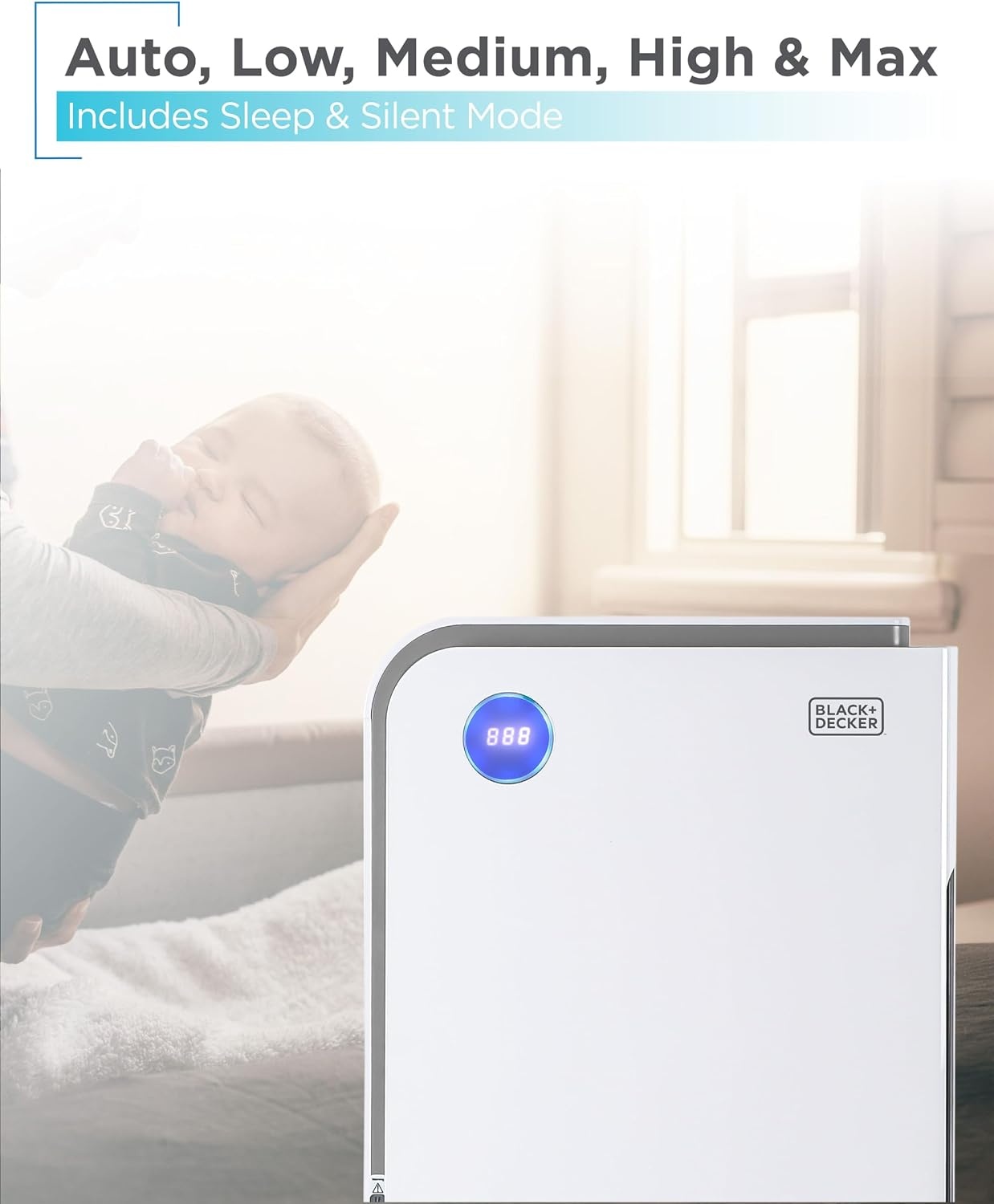 image:imageBLACKDECKER Air Purifier with UV Technology HEPA Air Purifier for Home Up To 1250 Sq Ft per 5 Air Changes 4Stage Filtration System with Anion Function BAPUV150 WhiteUp To 1250 Sq Ft